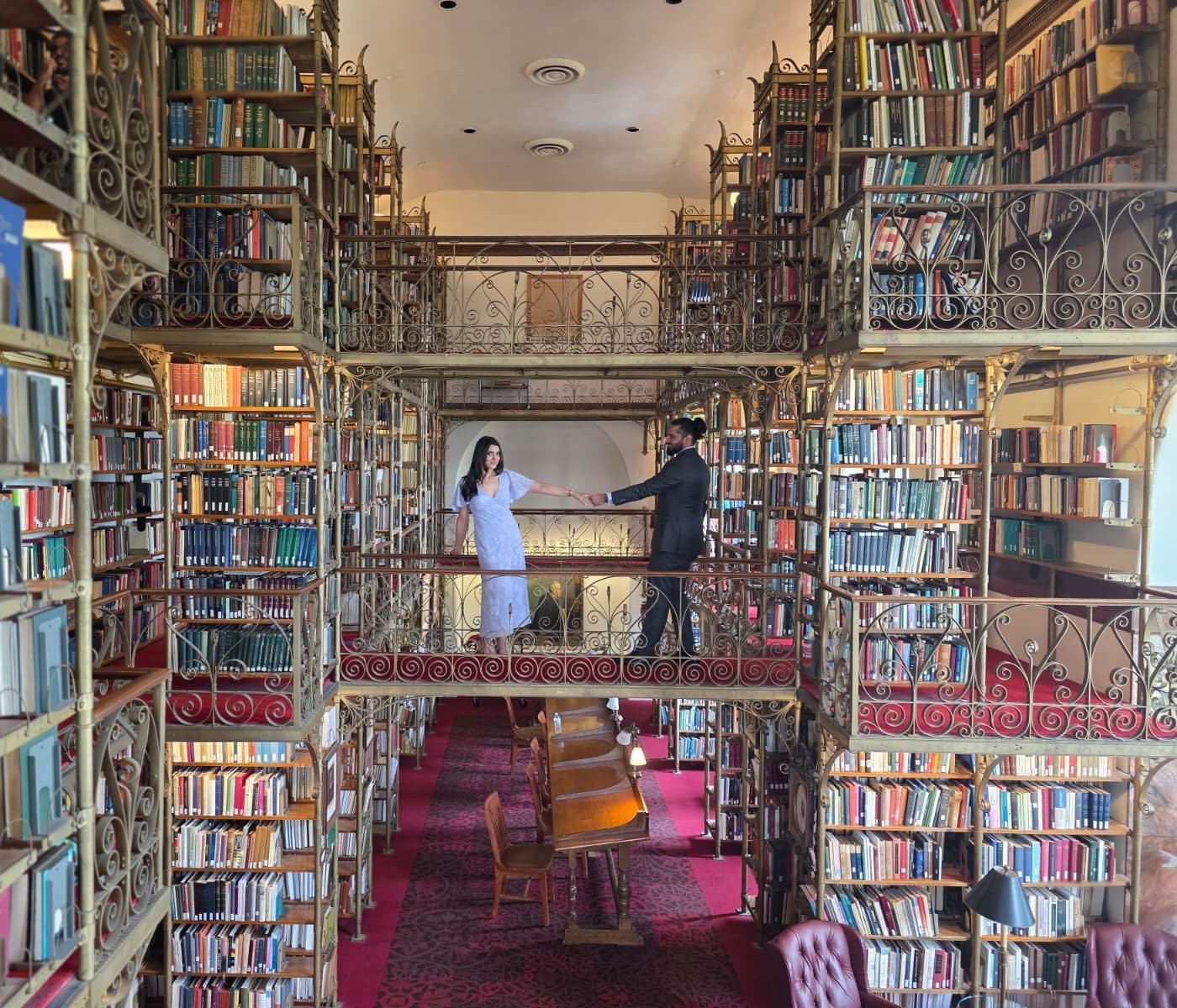 Jennifer and Samir in the library